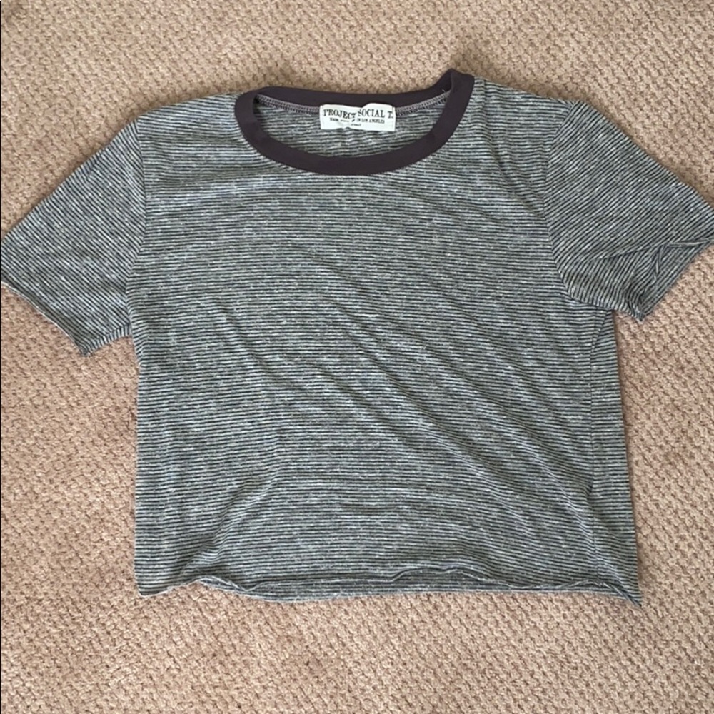 Urban outfitters cropped striped short sleeve